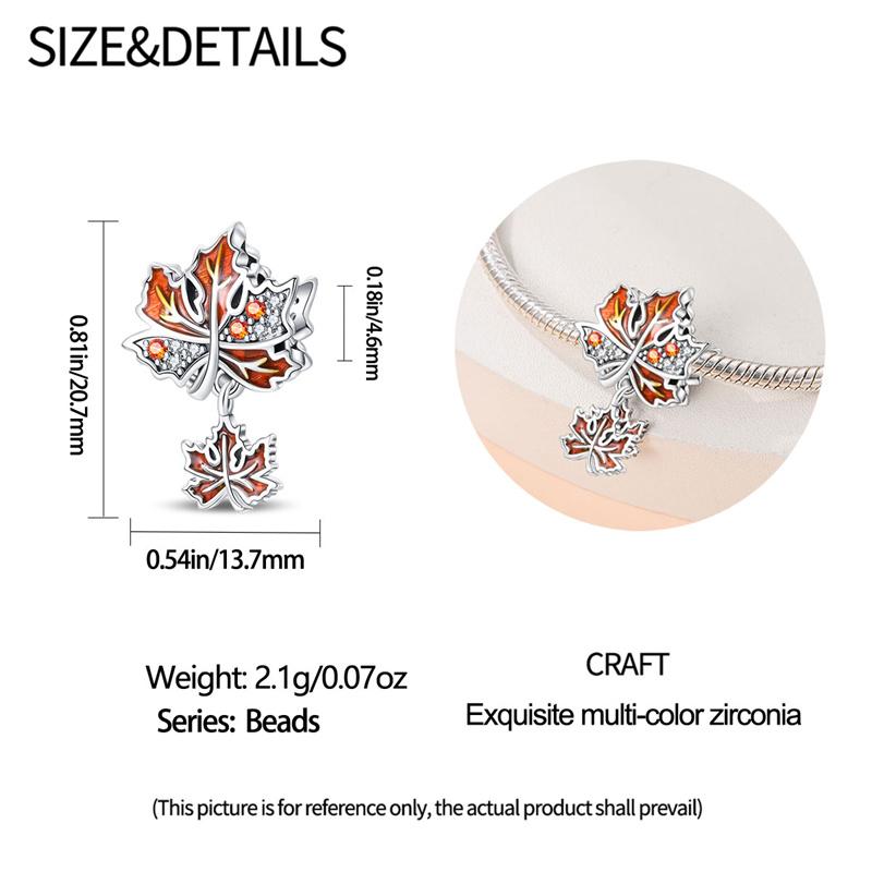 Women'S Charm Series Autumn Maple Leaf Pendant Copper-Plated Diy Beads For Pan Original Bracelet Jewelry Birthday Gift
