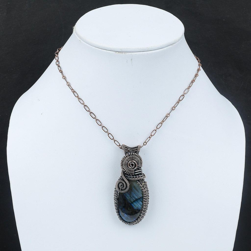 Labradorite Pendant Copper Wire Wrapped Gemstone Pendant Handmade Jewelry Copper Jewelry Pendant For Women Labradorite Jewelry Gift For Mom