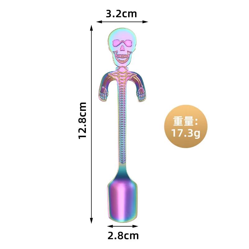 Creative 304 Stainless Steel Bone Skull Spoon Halloween Hanging Cup Spoon Coffee Spoon Kitchen Accessories