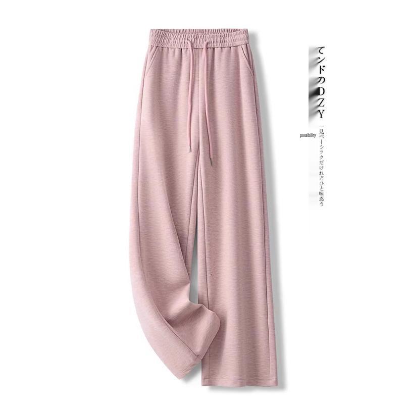 Women's Khaki Woolen Wide Leg Pants - Autumn/Winter 2024 Slimming Fleece-Lined Drapey Pants
