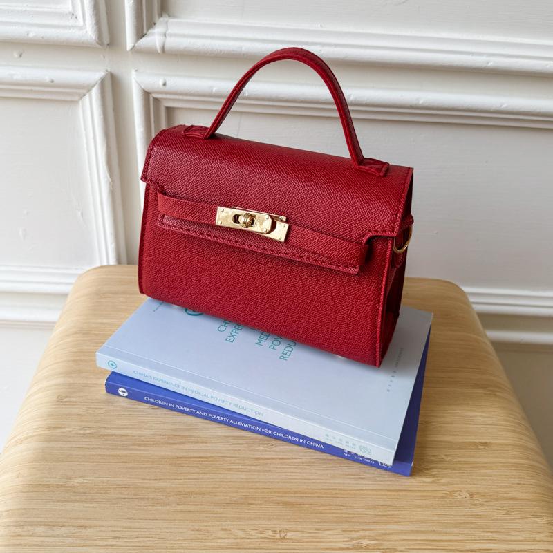 Simple Kelly Style Handbag for Women Faux Leather Crossbody Shoulder Square Bag