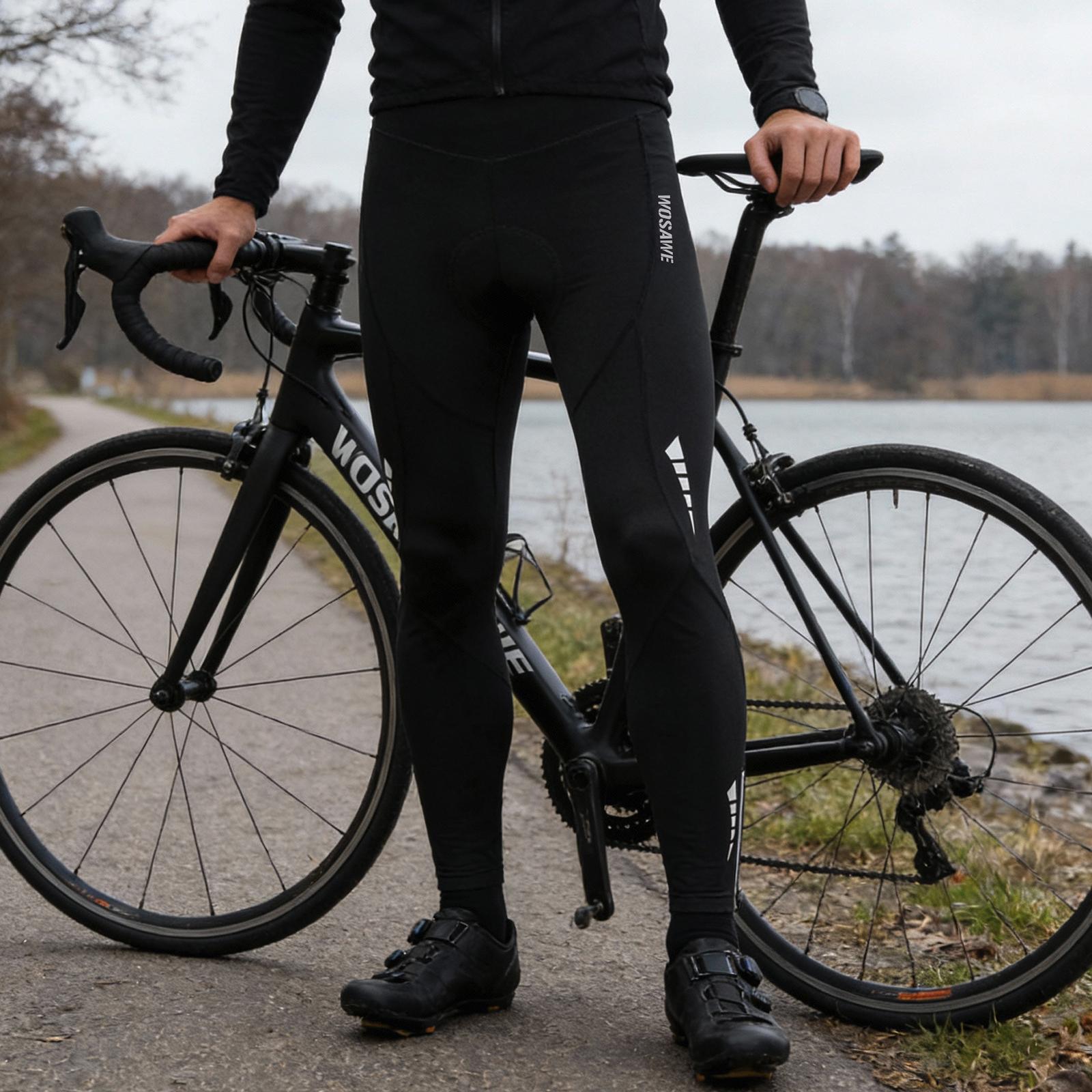WOSAWE Pantaloni imbotti da ciclismo da uomo invernali Leggings termici in pile da bicicletta Calzamaglia lunga MTB calda Pantaloni da mountain bike Pantaloni sportivi  18