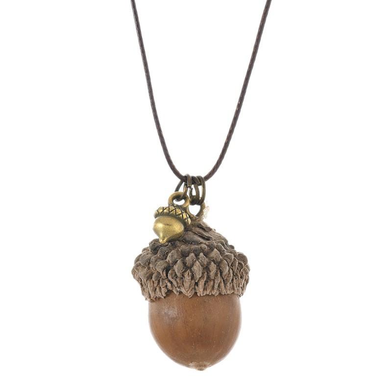 Plastic fruit acorn pendant long simple sweater chain retro and elegant woven necklace for women