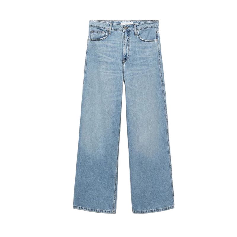 V Neck Sleeveless Waist Denim Vest 17071272 High Waist Loose Wide Legs Length Denim 17091272