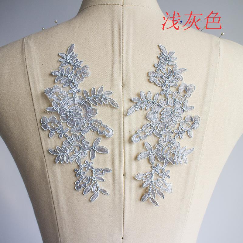 

White Flower Piece Lace Flower Cloth Sticker Fabric Car Bone Wedding Dress Accessories Material Embroidery Flower Patch Lace Headdress light gray, one price