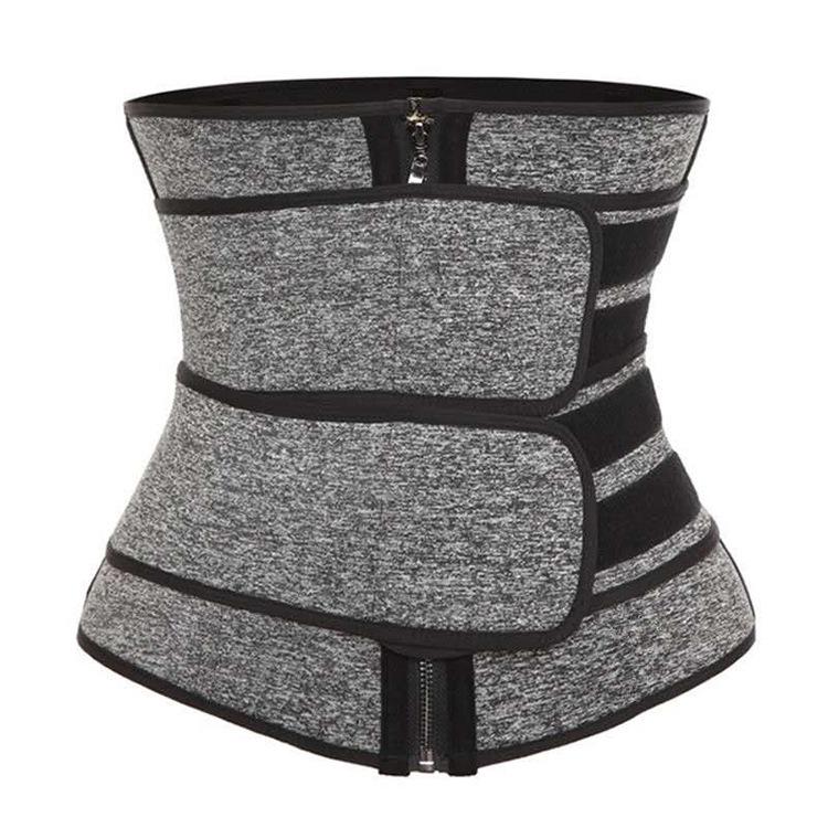 Postpartum Waist Trainer & Sweat-Inducing Body Shaper with Double Belt & Zipper for Abdomen Control