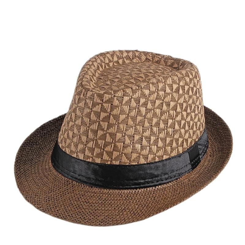 2025 New Korean Trendy Sun Hats British Top Hat Women's Men's Grometric Straw Hat Belt Jazz Hats Couple Beach Hat Fedoras Cap
