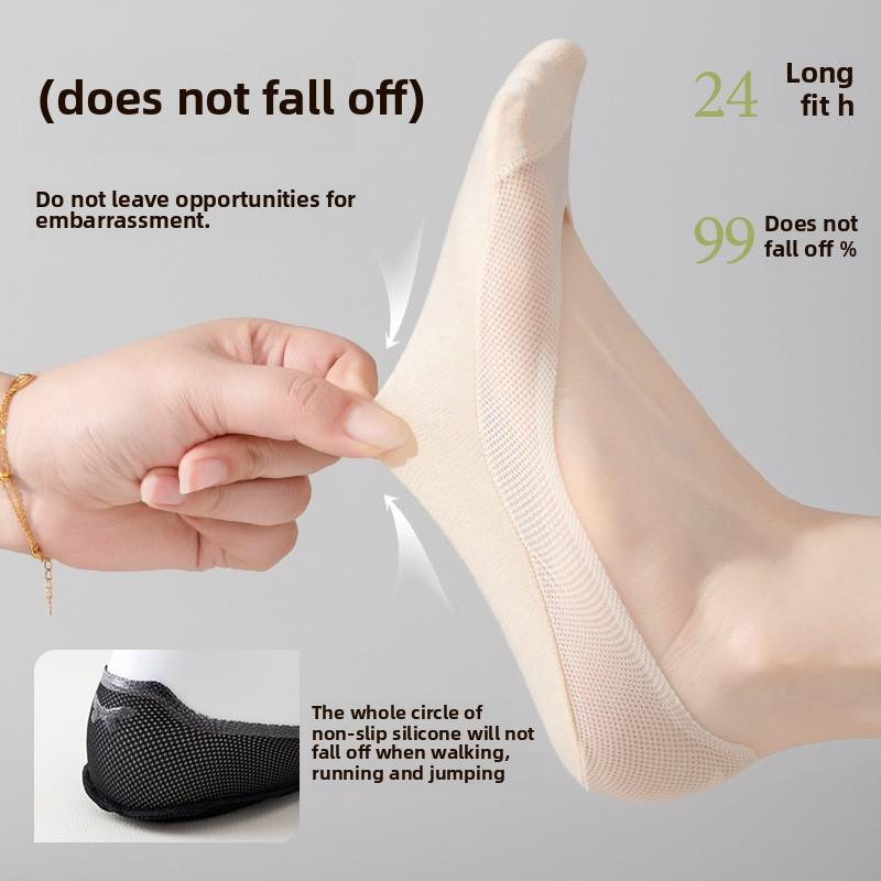 7 Pairs of Boat Socks with Summer Mesh Breathable Sweat Absorption Spring and Autumn Ice Silk Shallow Mouth Invisible Socks