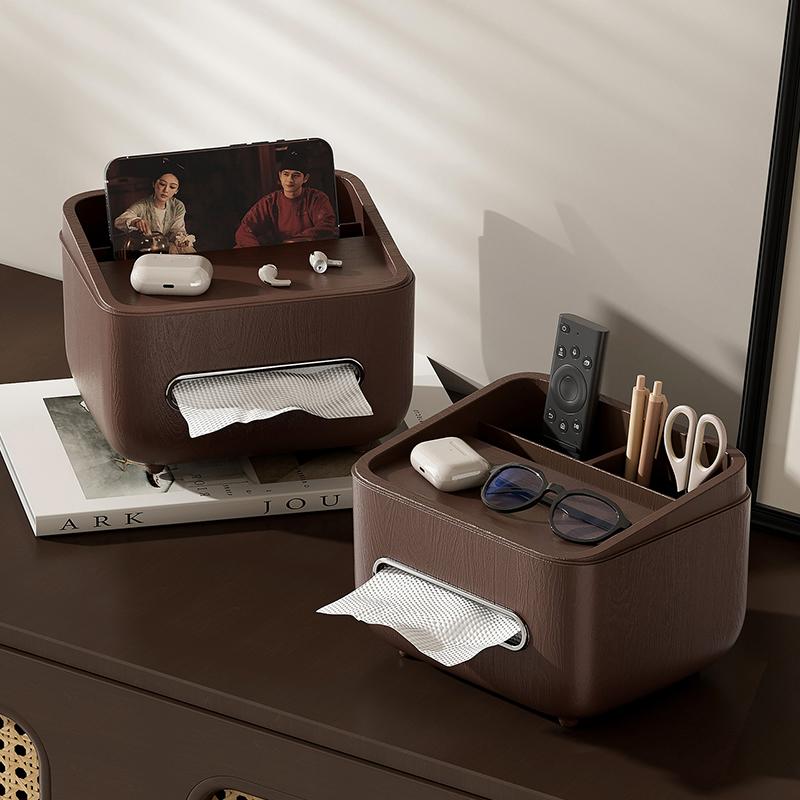 Paper towel holder and storage box-modern farmhouse style rectangular plastic box with paper towel holder