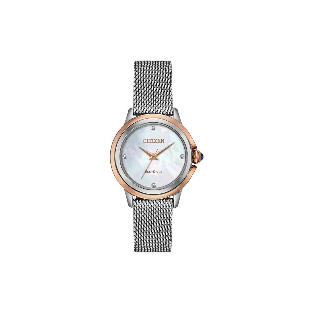 

CITIZEN Light Powered Quartz Movement Stainless Steel Strap Watch Women s Watch Silver Dial EM0796-59Y