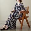 DIMANAF 2024 Plus Size Dress Women Summer V-Neck Sundress Bohemian Floral Print Loose Big Oversize Maxi Dress 9048