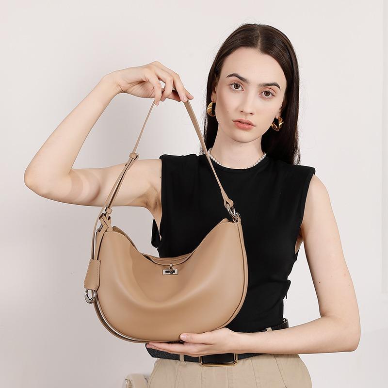 Autumn New Leather Crescent Bag Niche Design Fashion Casual Women's Shoulder Dumpling Bag Underarm Women's Bag