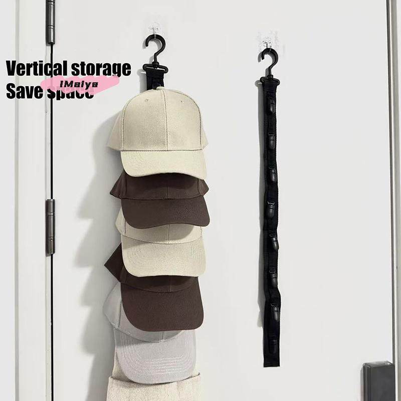 Baseball Cap Organizer Display Wardrobe Hat Rack with Hanging Rope Storage Clips for Closet Door And Bedroom