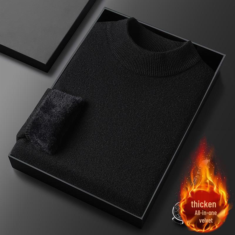 Men's 2025 Autumn/Winter Knitwear: Velvet-Lined, High Collar Sweater
