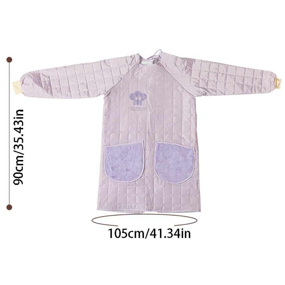 Thickened Kitchen Cooking Apron Stain-proof Waterproof Long-sleeved Apron with Pocket Wear-resistant Dust-proof Smock Apron