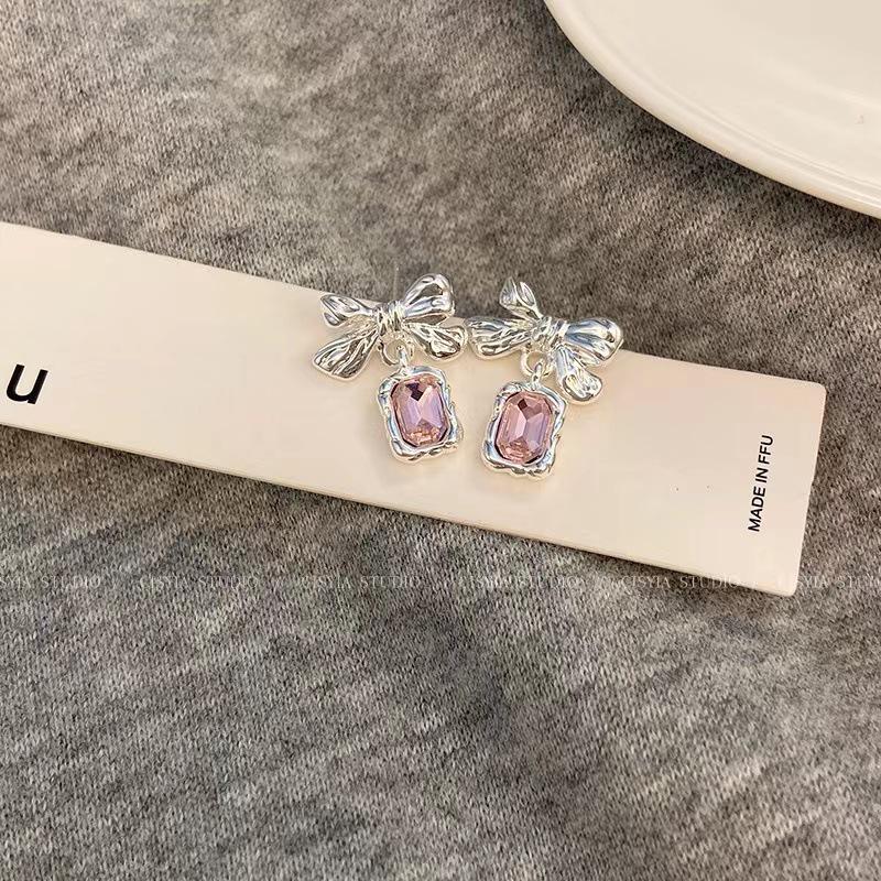 Bow Zirconia Stud Earrings for Women - Elegant, High-End 2024 Style