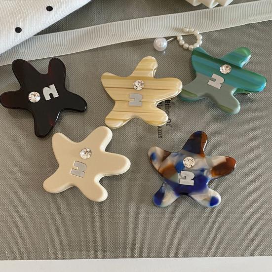 Girl Hairpin Acetic Acid Starfish Shape Hair Clip Stable Anti-Slip Design Side Bang Hair Pin Lightweight Hair Accessory