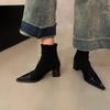 Versatile and thin, thin boots fashion pointed short boots trend increases, short tube thick heel European fashion 