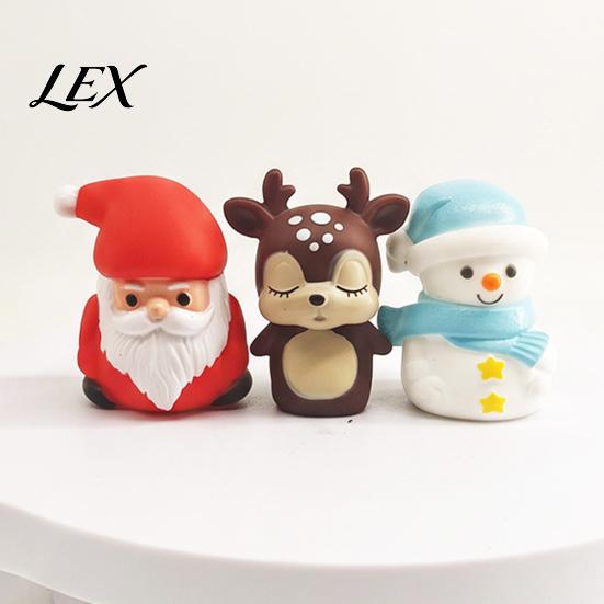 Cute Holiday Decorations for Micro Landscape Christmas Vinyl Figurines, Santa Claus Snowman Reindeer Mini Statue, Desk Ornaments Small Desktop