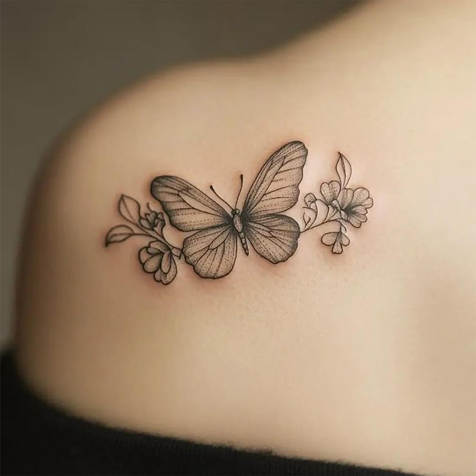 Glow Makeup Unisex Tattoo Sticker, High-End And Beautiful, Small Fresh Butterfly Flower Tattoo Sticker