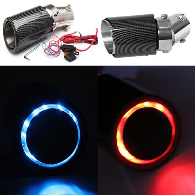 Polished Car Exhaust Pipe Muffle Blue Red LED Glowing Long Lasting Auto Exhaust Tip Muffler Replacement