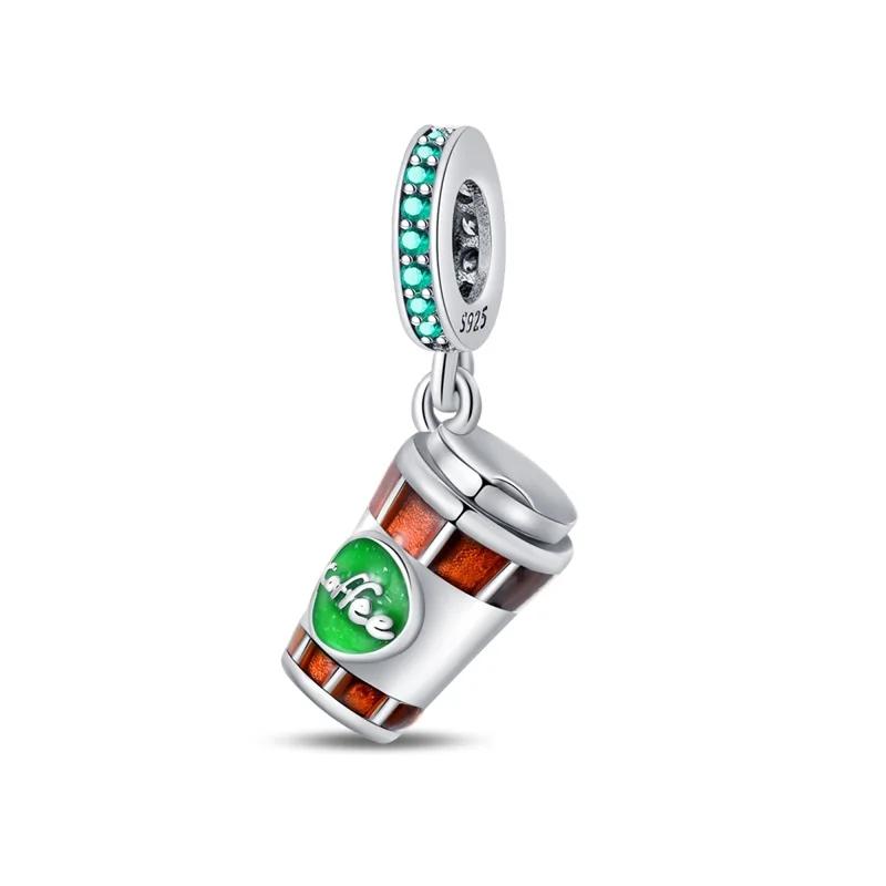 

Charm Bead Charms Authentic copper Plated Afternoon Tea Coffee Cup Fruit Dessert Pendant Bead Charms Compatible With Bracelets Diy Fine Gift Women