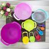 10 Pcs/set Rainbow Mixing Bowls Nesting Bowls Stackable Measuring Cups Sieve Strainer Multifunctional Colander Salad Baking Tool
