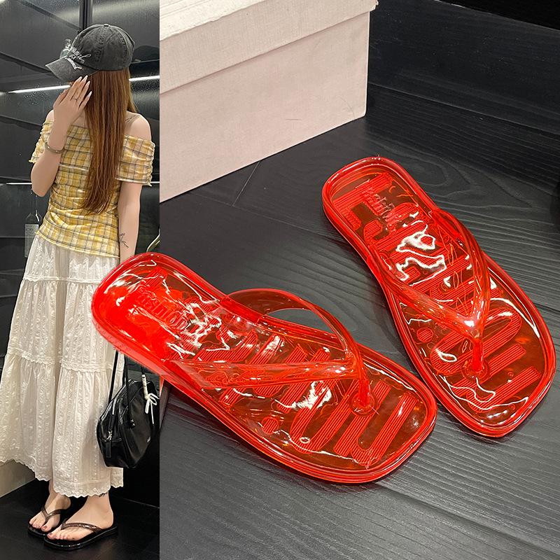 Korean Style Transparent Jelly Flip-Flops for Women - Summer Crystal Beach Slippers
