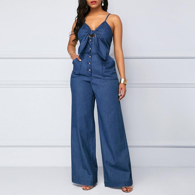 Plus Size Women Summer Jumpsuits Rompers Off Shoulder Denim Jeans Elastic High Waist Playsuits Overalls