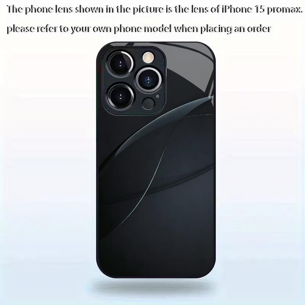 Black textured tempered glass phone case suitable for iPhone 17, 16, 15, 14, 13, 12, 11 Pro/Max/Plus shockproof and anti drop
