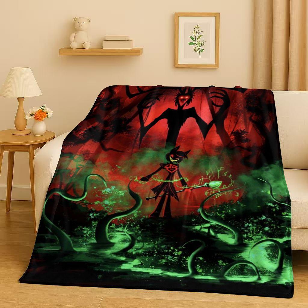 3D Cartoon H-Hazbin Hotel Angel Dust Alastor Flannel Blanket,Soft Warm Plush Throw for Home Bedroom Bed Sofa Cover Office Gift