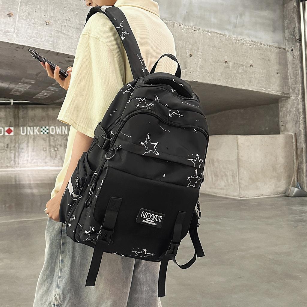 Schultasche Mittelschüler Schultasche weiblich Koreanische Version Sternenaufdruck High-School-Schüler Rucksack große Kapazität lässig einfach