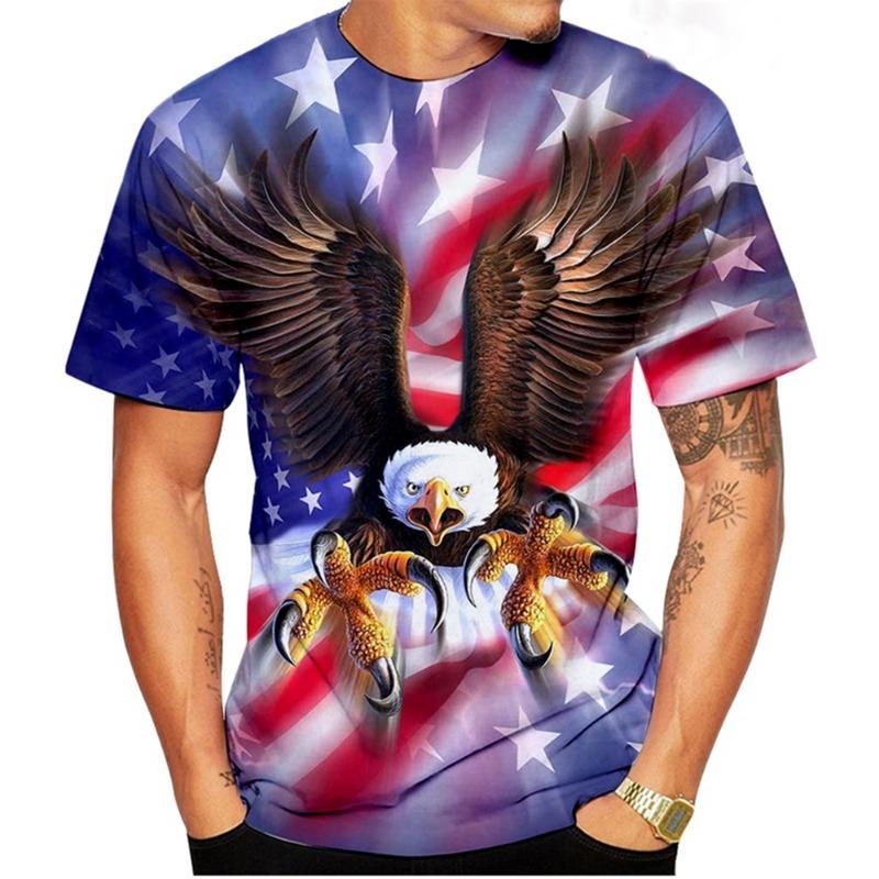 Summer hot selling fashionable American bald eagle cool 3D printed casual personalized S