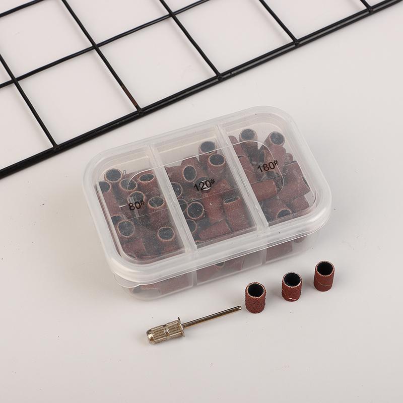 75/210Pcs/Box Sanding Cap Bands For Electric Manicure Machine 180/120/80 Grit Nail Drill Grinding Bit Files Pedicure Tool Set