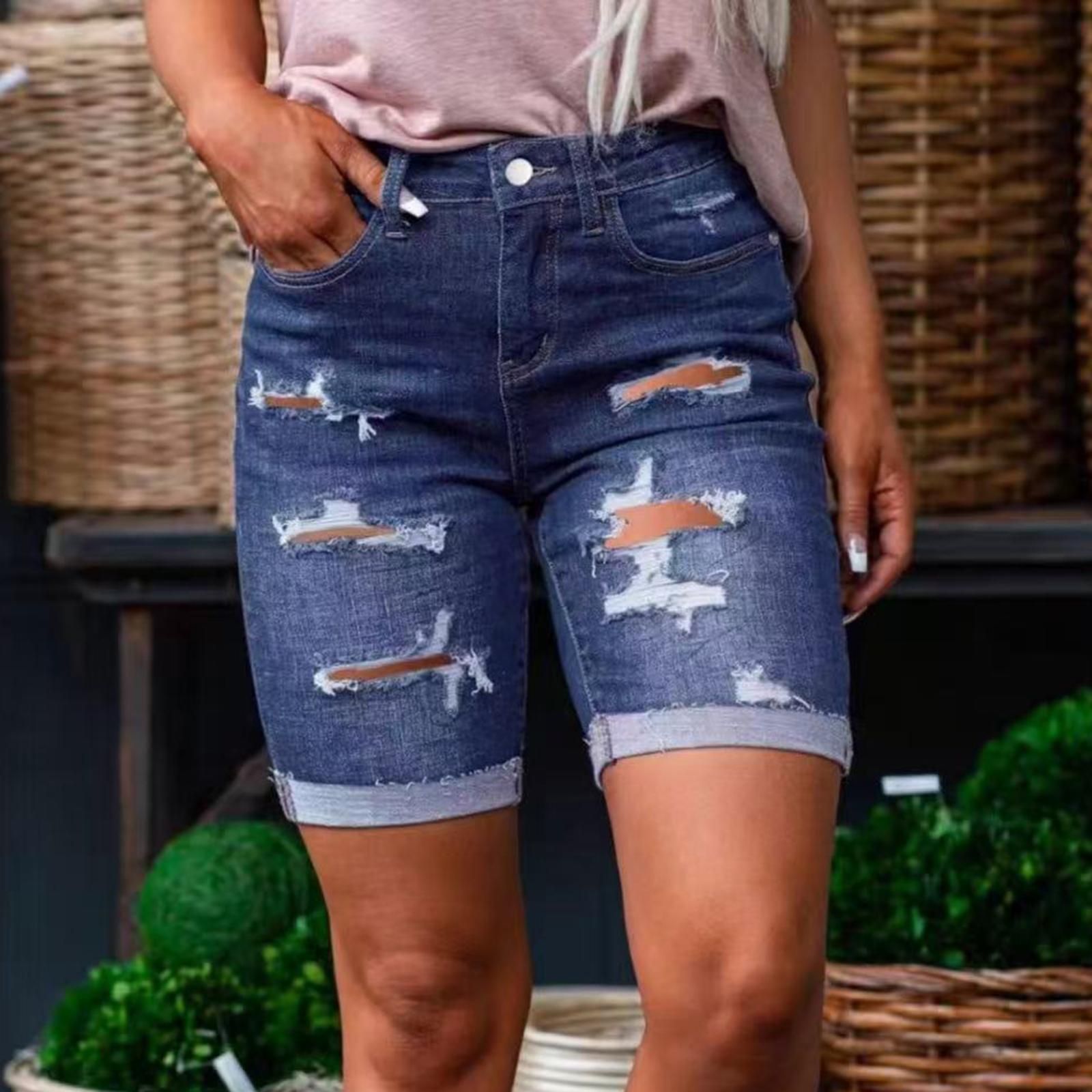 

Womens Straight Leg Jeans Jeans With Pockets Casual Denim Pants L синий