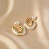 Fashion Gold Color Pearl Irregular for Women Korean Design Rhinestone Round Geometric Earring Trendy Party Girls Gifts Jewelry