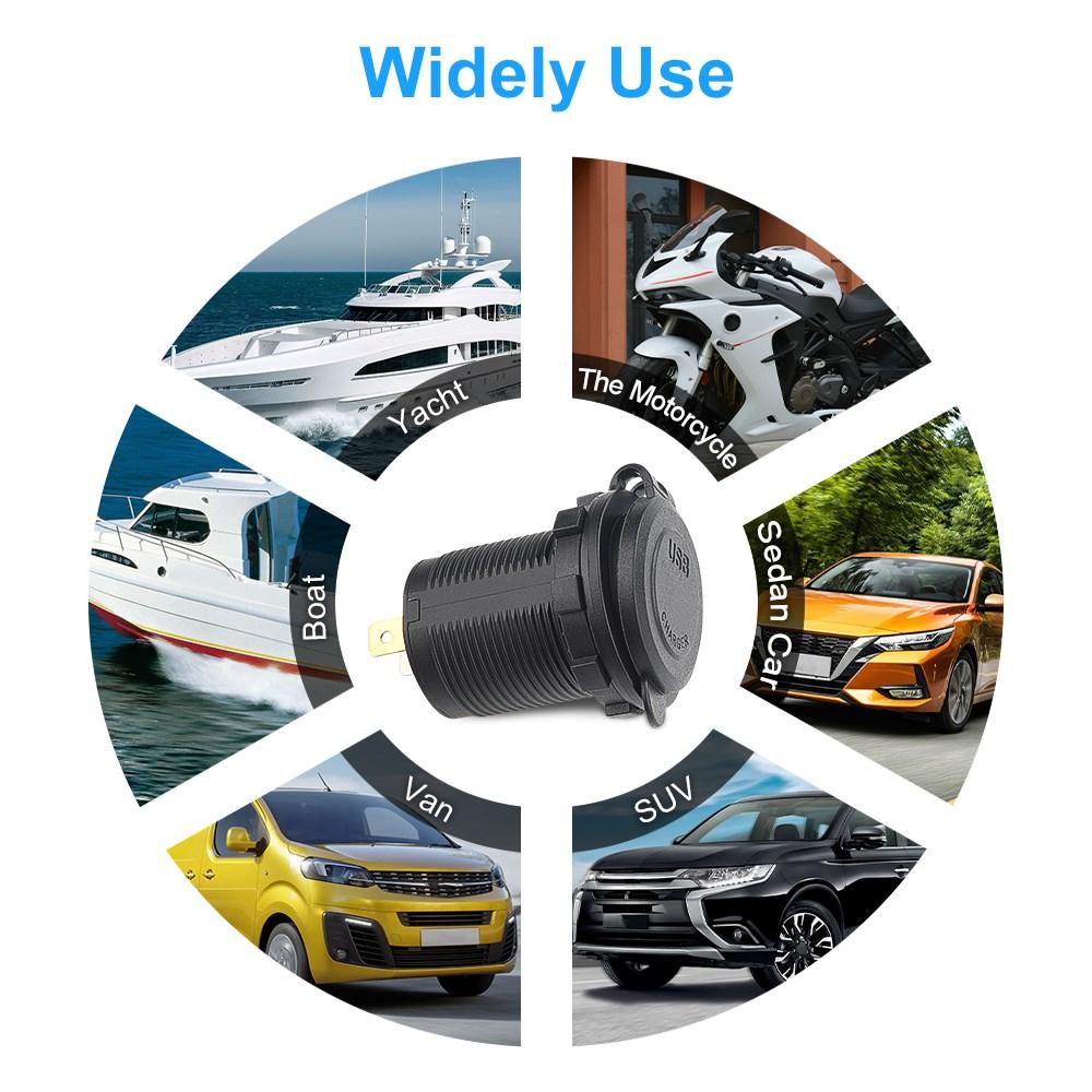 Quick Charge 3.0 Dual Car USB Charger Socket 12V/24V Waterproof Fast Charging Socket Power Outlet with Touch Switch Usb Socket