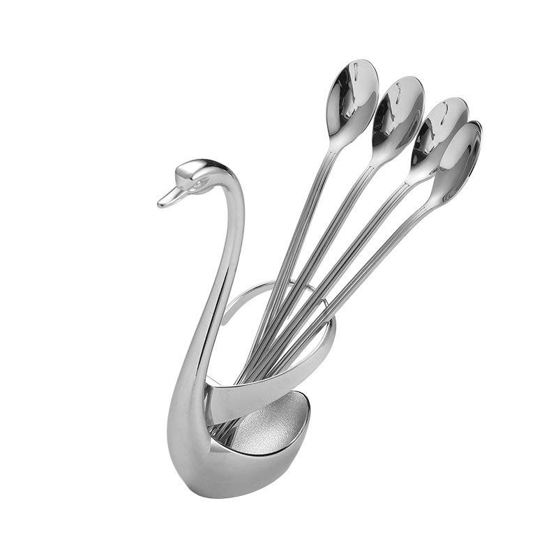 Cygnus 304 Stainless Steel Fruit Fork & Dessert Spoon – Long Handle for Cake & Photo Props