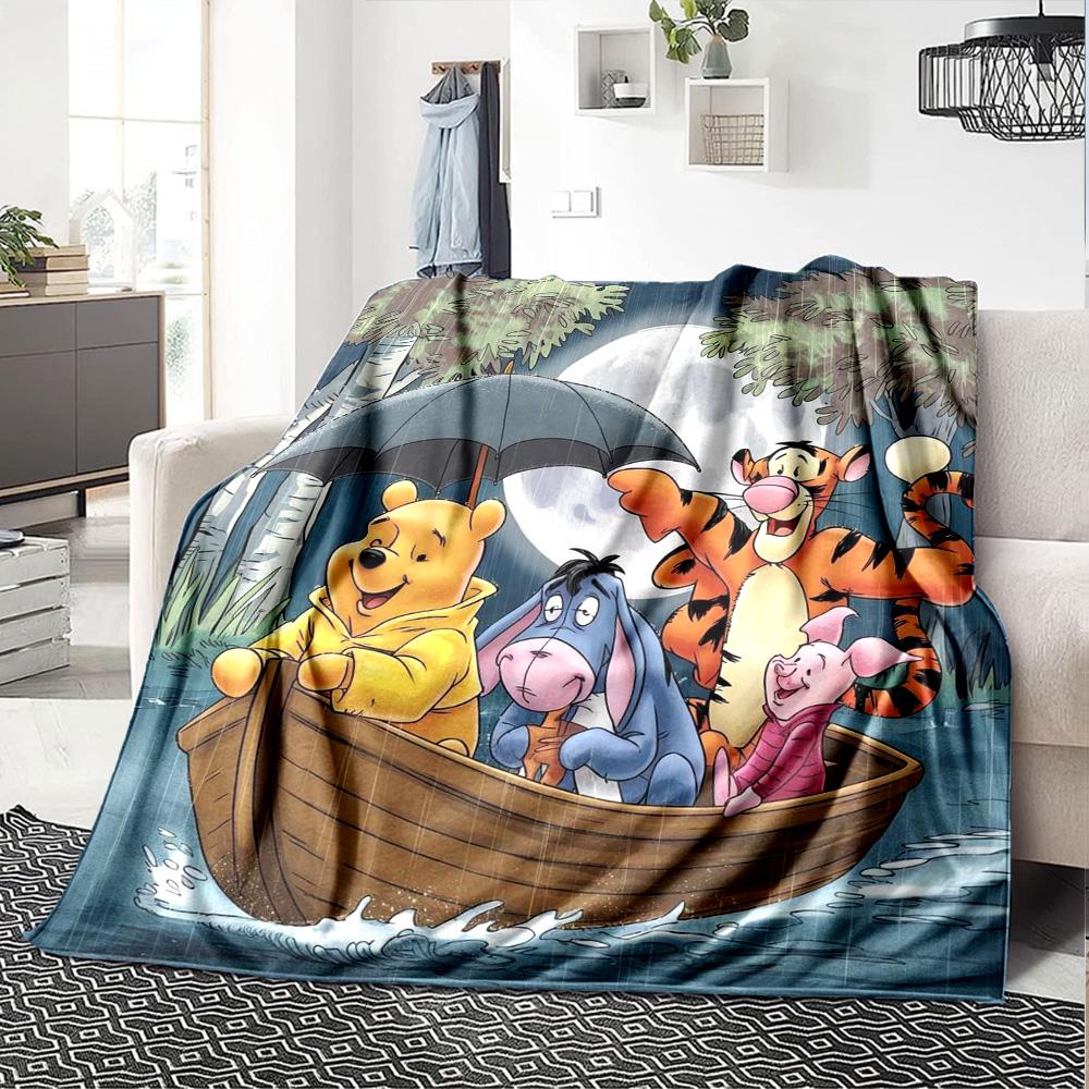 Winnie Pooh Adventure Flannel Blanket Super Soft Warm Cozy Blanket For Sofa Bed Office Travel Allseason Home Decor Gift