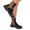 Leopard print design sense round head Martin boots New thick heel thin high heel thick heel color matching Martin boots