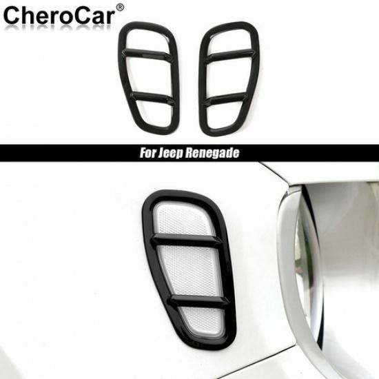 2 Stück Kotflügel-Seitenblinker-Abdeckung Schutzleistenrahmen für 2015- Jeep Renegade Schwarz
