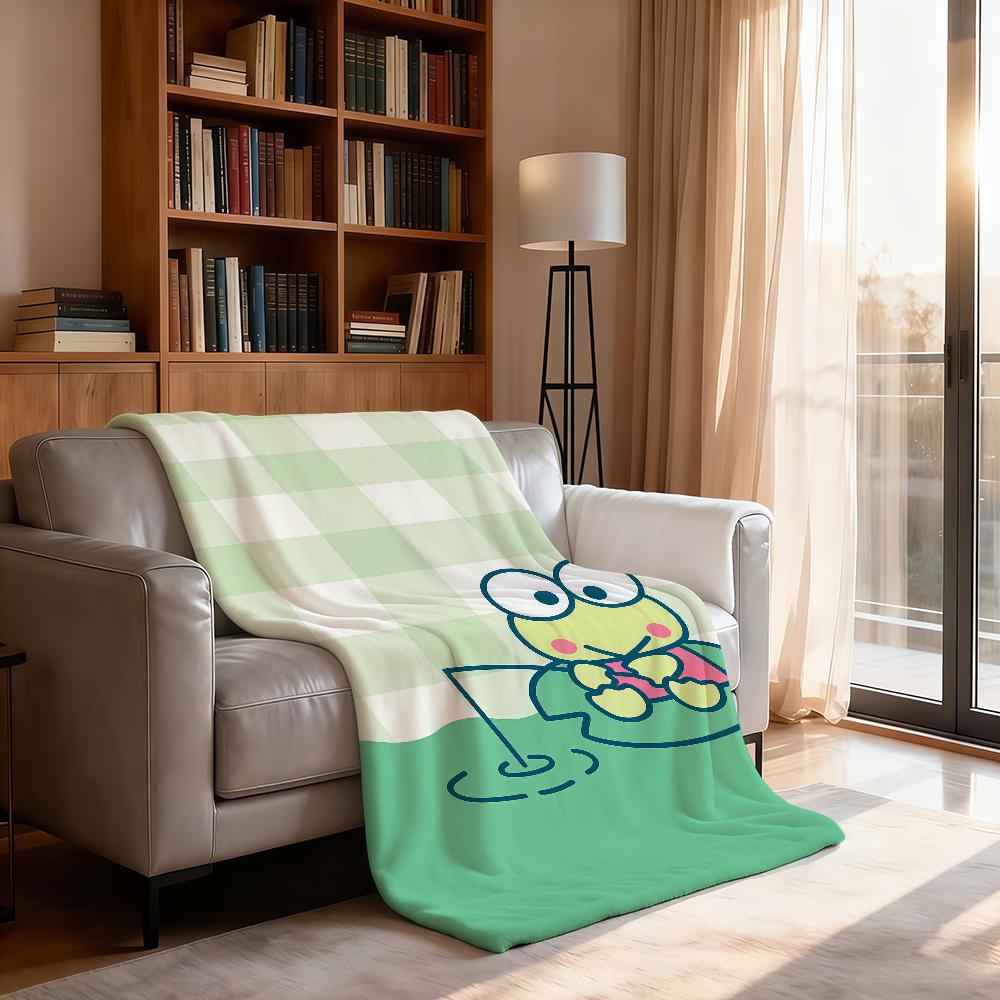 Kawaii K-Keroppi-I Chibi Blanket Soft Throw Blanket for Home Bedroom Bed Sofa Picnic Travel Office Rest Cover Blanket Gift