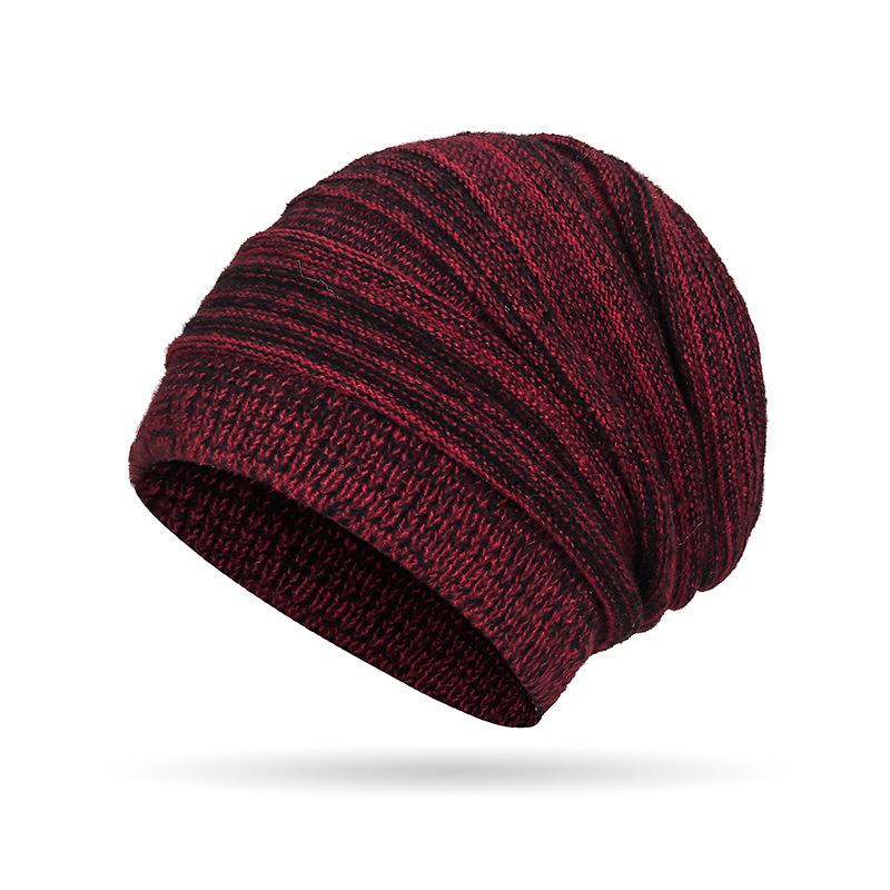 Winter Women Men Pleated Warm Cap Coldproof Elastic Knitted Cap Two-Color Cap