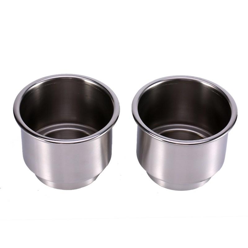 2Pcs Stainless Steel Drink Holder Mount Open Front Cup Bottle Holder for Marine Boat RV Camper