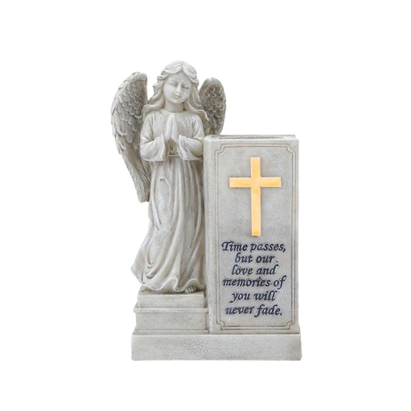 Fluorescent Angel Statues Garden Decors Resin Praying Angel Figurines Garden Memorial Angel for Lawn Yard Porch Decors