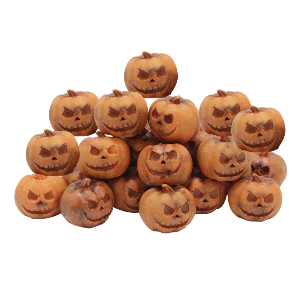 20Pcs 1.7*1.6cm Halloween Mini Pumpkin Figurine Miniature Smiling Face Statue Resin Pumpkin Sculpture Home Office Desktop Decor