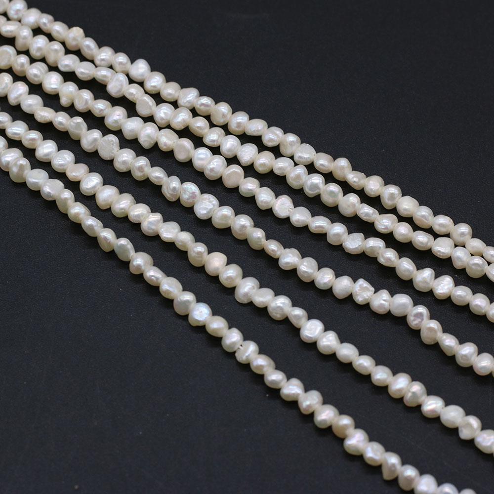 1String, 3-4mm White Natural Freshwater Nugget Pearls 36cm Loose Beads for Handmade Jewelry Craft Supplies, DIY Holiday Gifts
