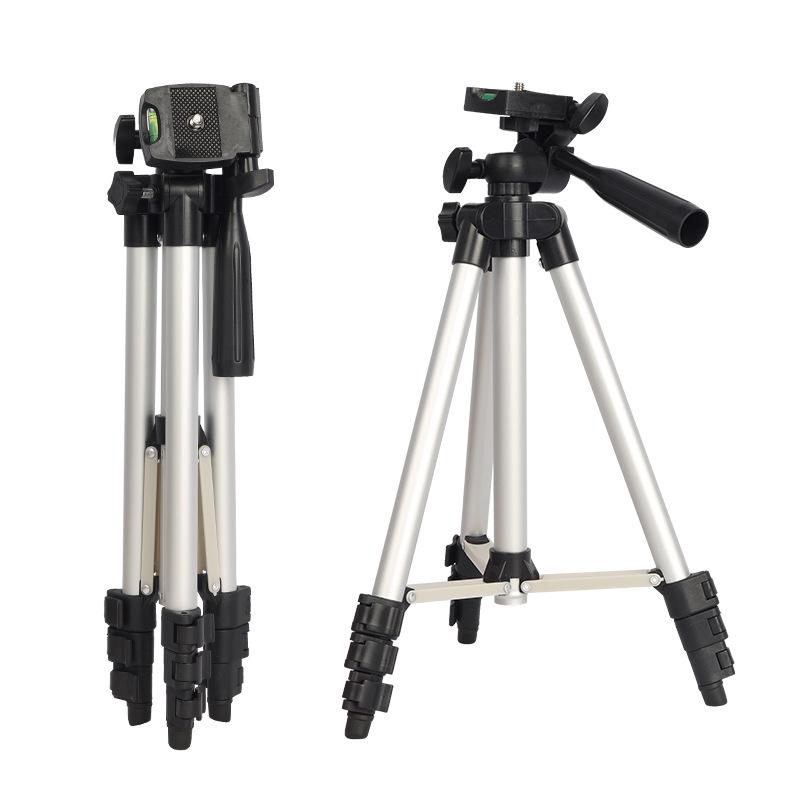 3110 Aluminum Alloy Silver Tripod for Mobile Phone Live Broadcasting, Fishing, and Thermometer Setup