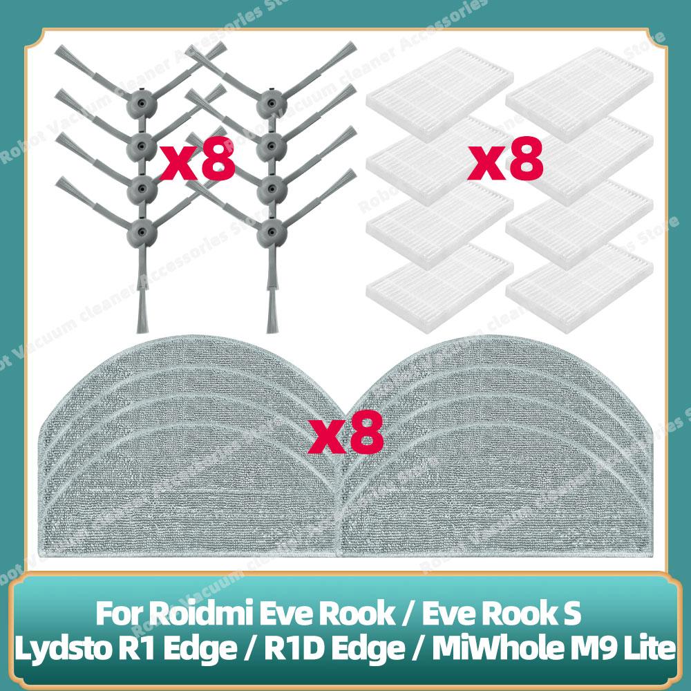 Compatible For Lydsto R1 Edge / R1D Edge / Roidmi Eve Rook / Eve Rook S / MiWhole M9 Lite Parts Side Brush Hepa Filter Mop Cloth