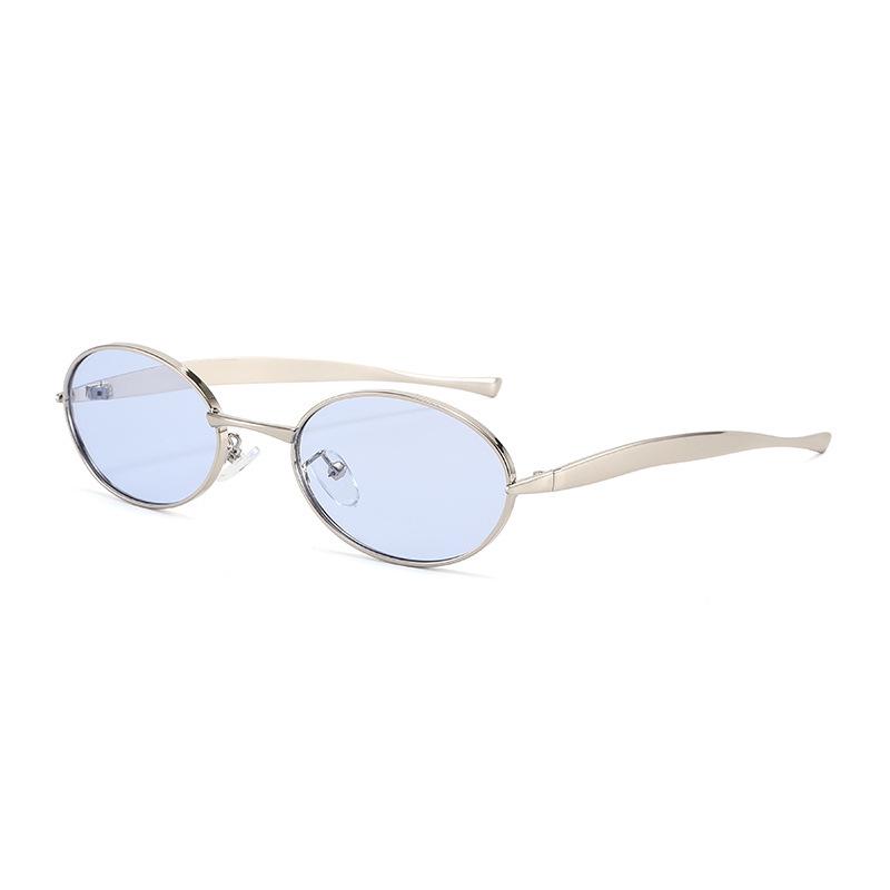 European & American Oval Frame Sunglasses - Fashionable Metal Design, High-End Runway Style